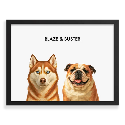 Custom Two Pet Portrait - Signature