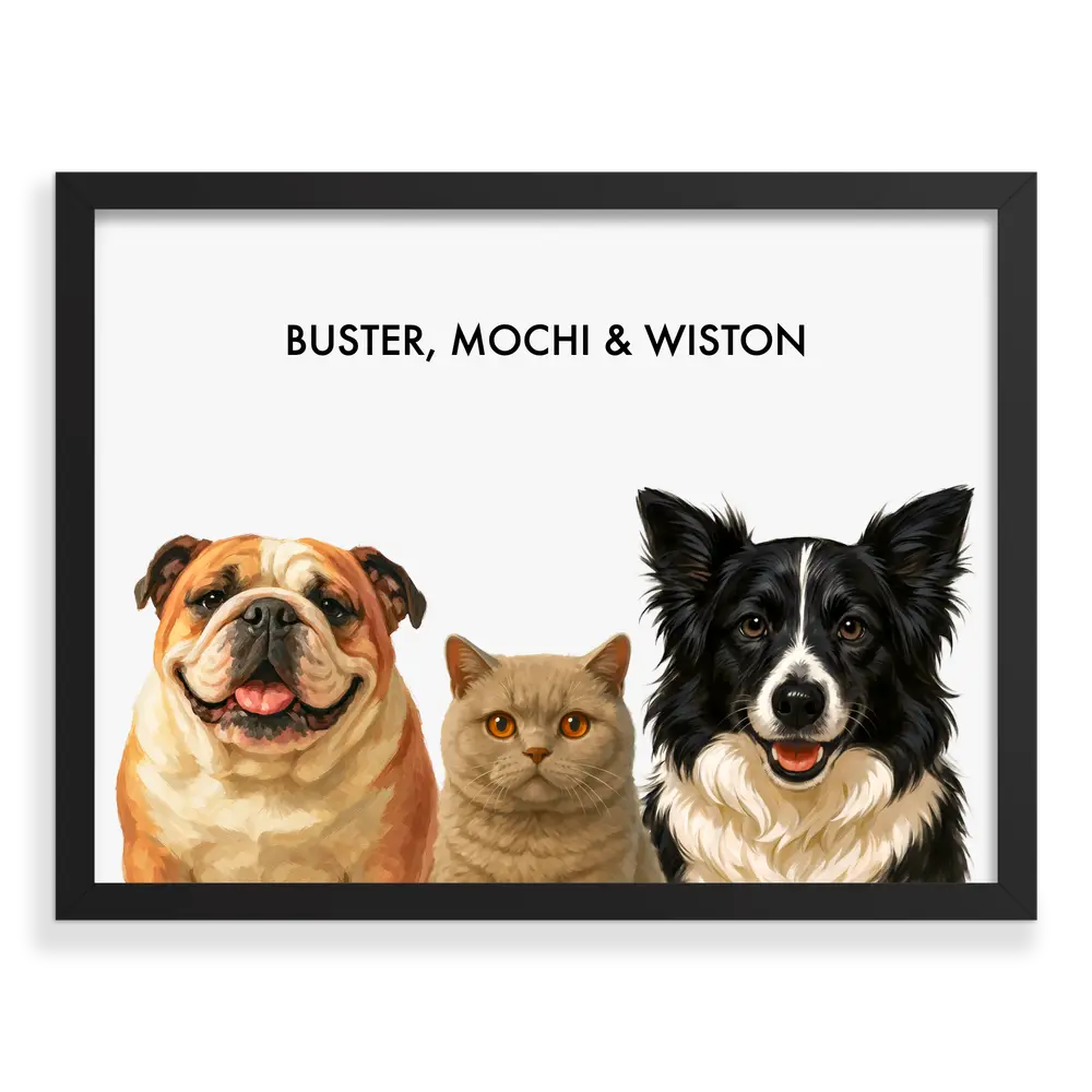 Custom Three Pet Portrait - Signature