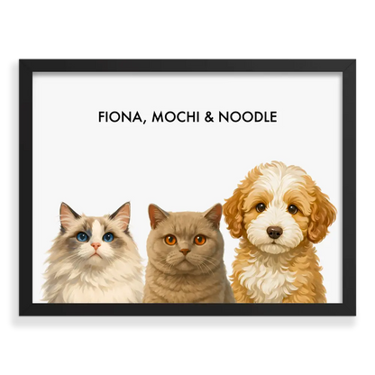 Custom Three Pet Portrait - Signature