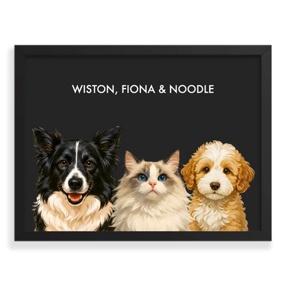 Custom Three Pet Portrait - Signature