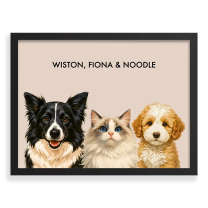 Custom Three Pet Portrait - Signature
