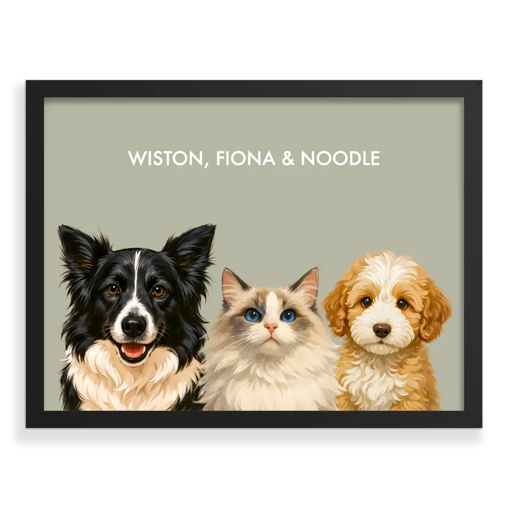 Custom Three Pet Portrait - Signature
