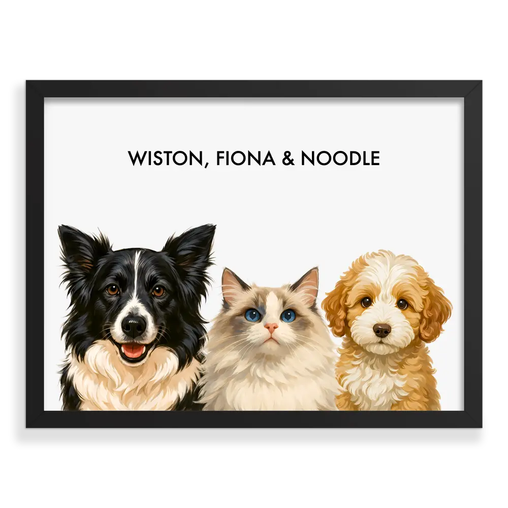 Custom Three Pet Portrait - Signature