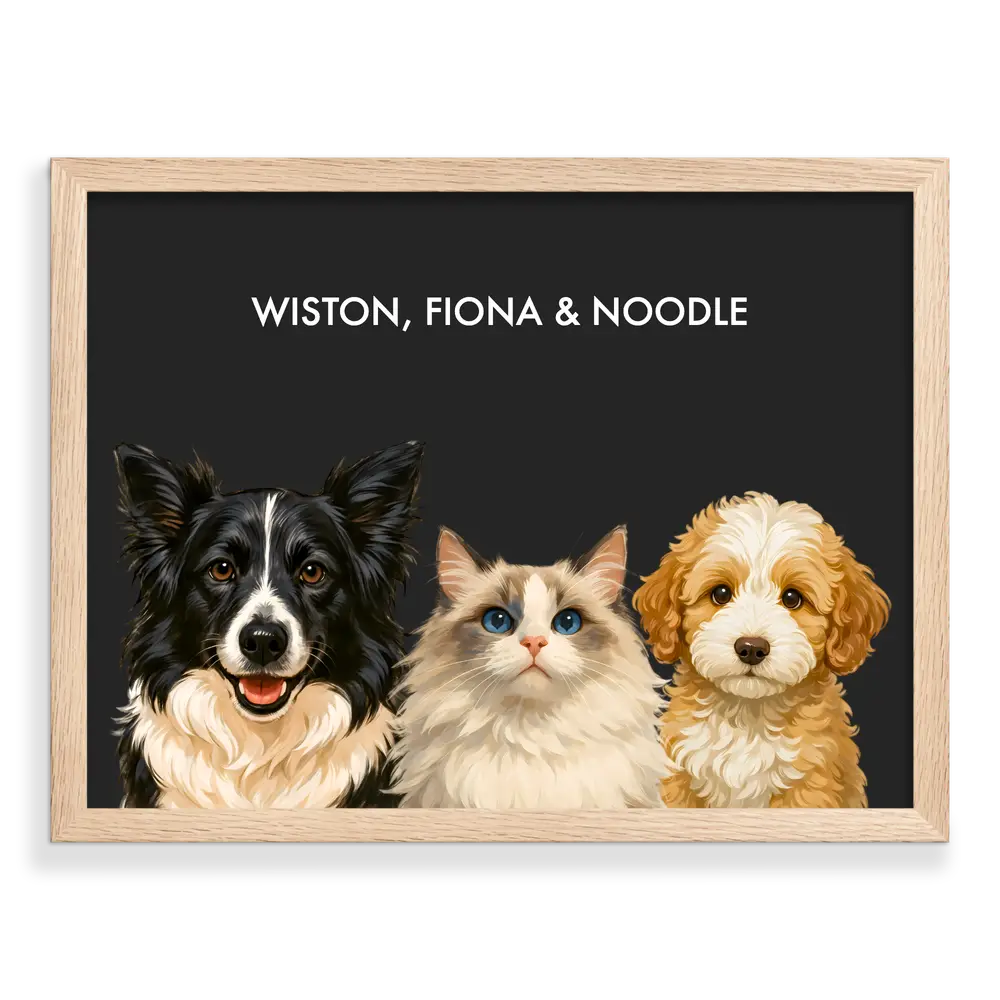 Custom Three Pet Portrait - Signature