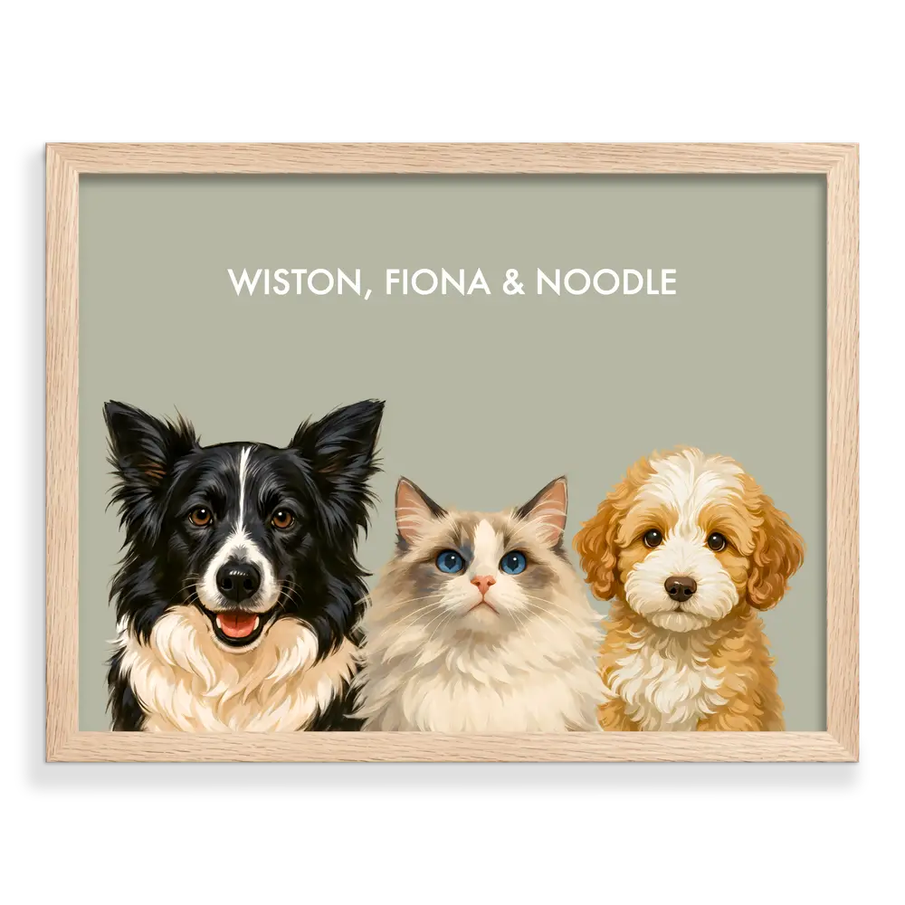 Custom Three Pet Portrait - Signature
