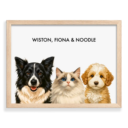 Custom Three Pet Portrait - Signature