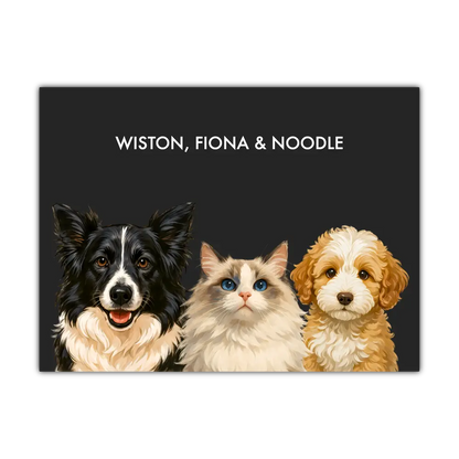 Custom Three Pet Portrait - Signature