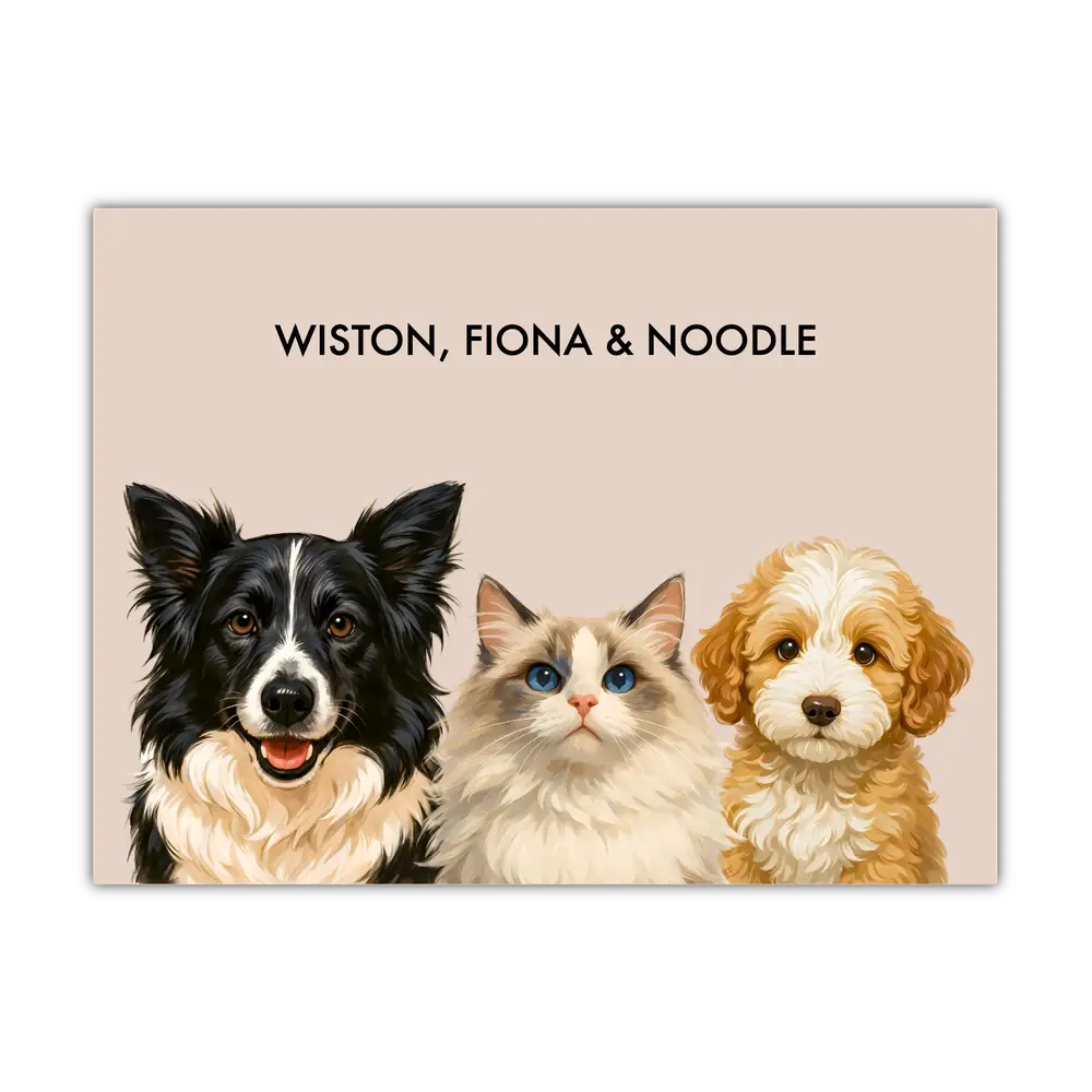 Custom Three Pet Portrait - Signature