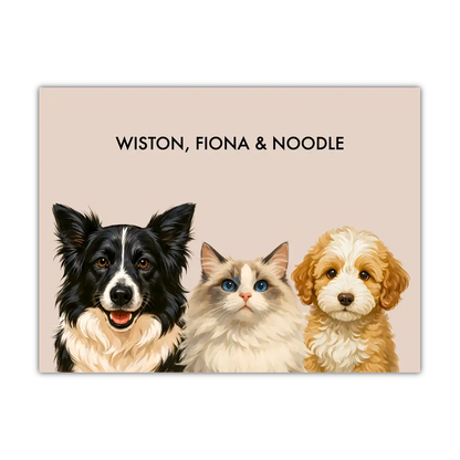 Custom Three Pet Portrait - Signature