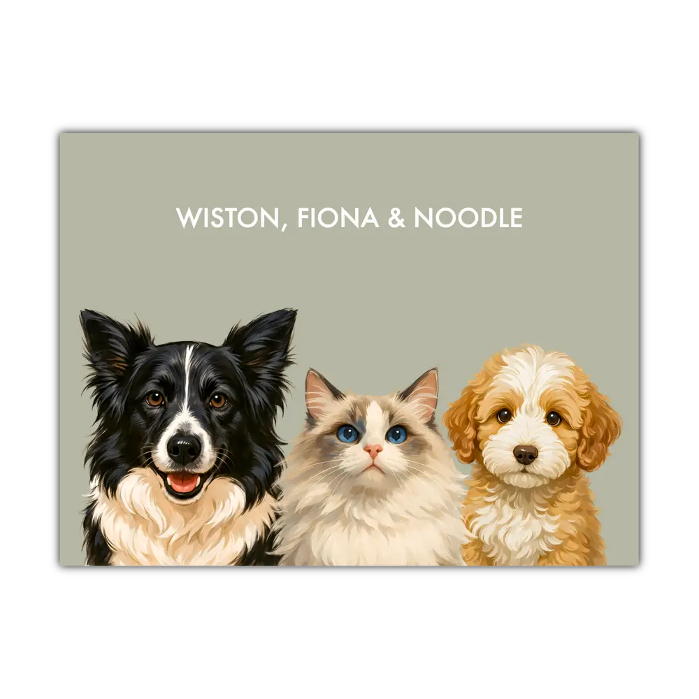 Custom Three Pet Portrait - Signature