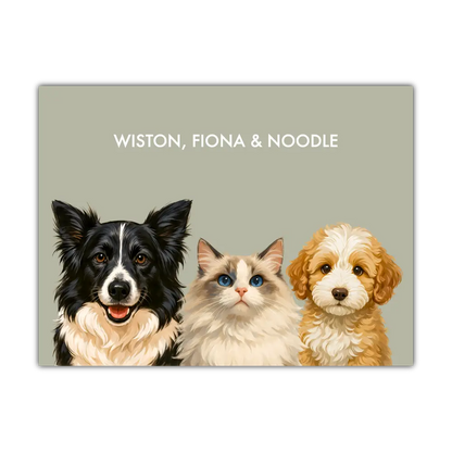 Custom Three Pet Portrait - Signature