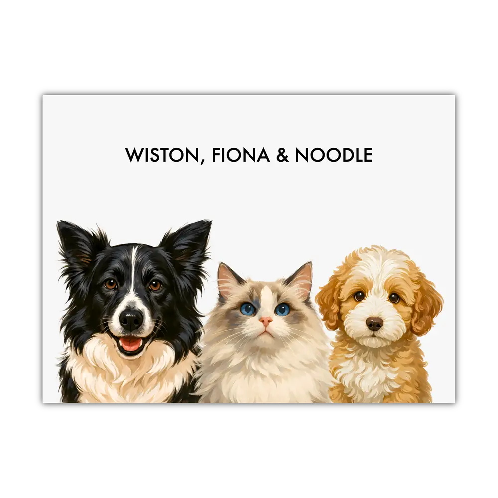 Custom Three Pet Portrait - Signature