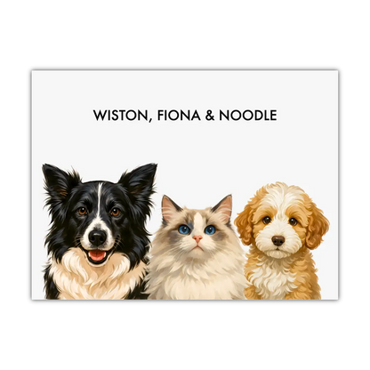 Custom Three Pet Portrait - Signature
