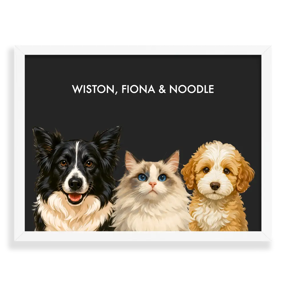 Custom Three Pet Portrait - Signature