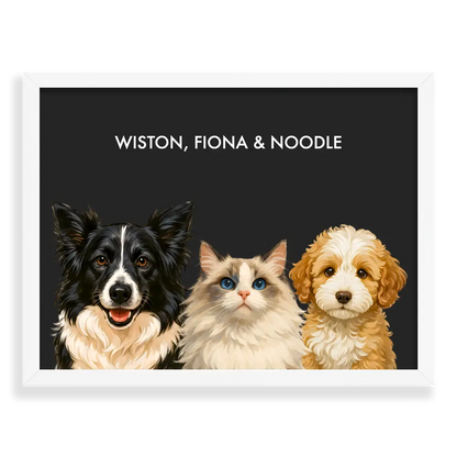Custom Three Pet Portrait - Signature