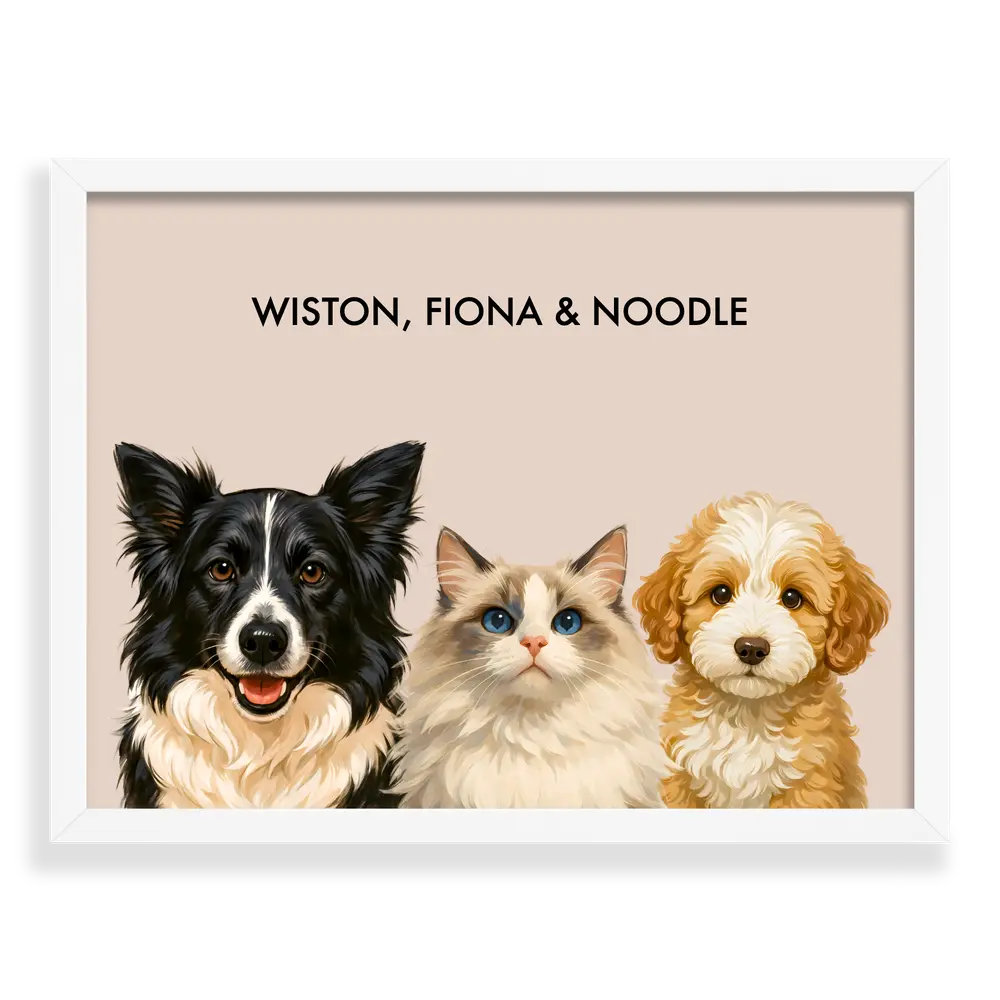 Custom Three Pet Portrait - Signature