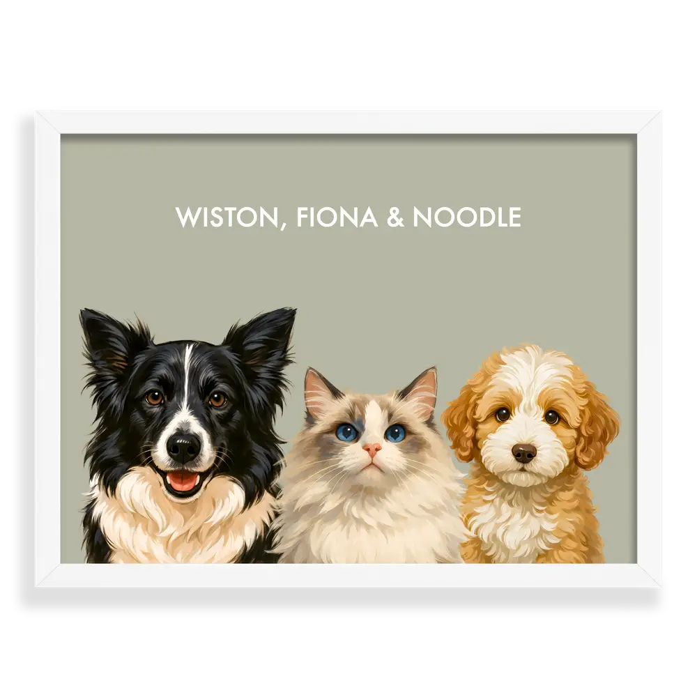 Custom Three Pet Portrait - Signature