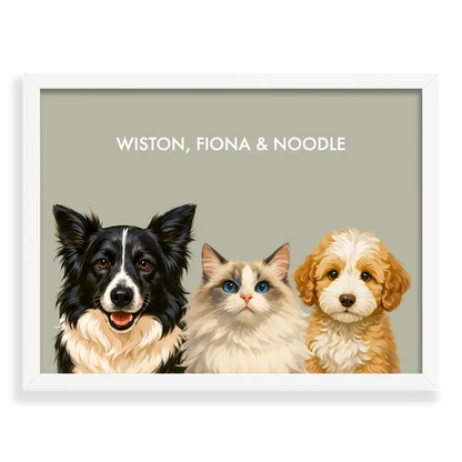 Custom Three Pet Portrait - Signature