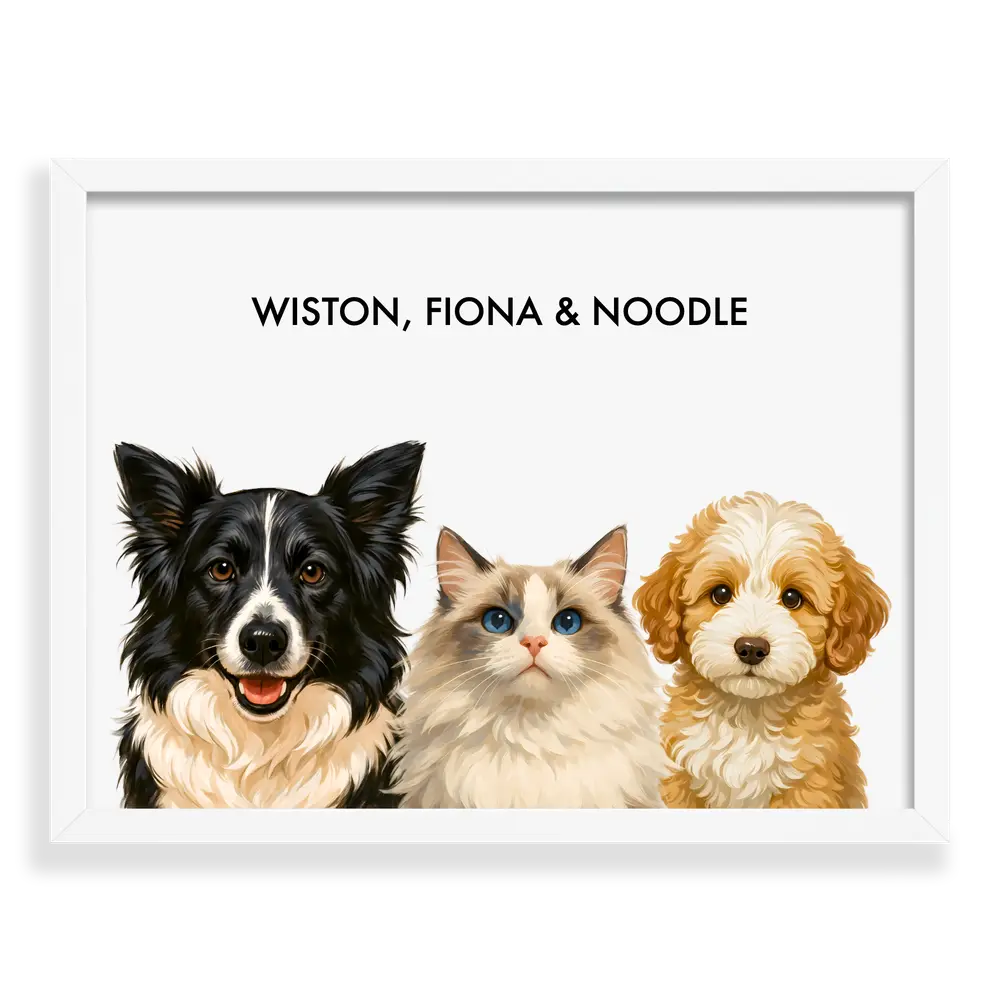 Custom Three Pet Portrait - Signature